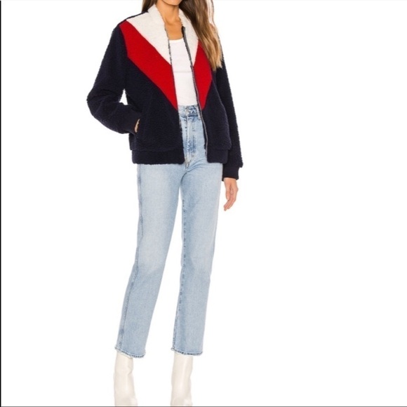 Ugg NWT Annalise Plush Teddy Zip Front Chevron Jacket Size Large in Retro Blue - Picture 16 of 16